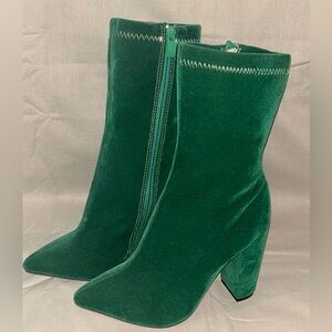 Green Velvet Ankle Boots